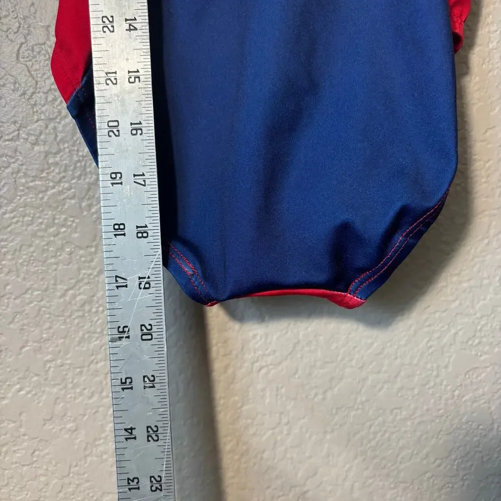 GK Elite USA Patriotic Foil Tank Leotard Size Child Medium Red, white and blue